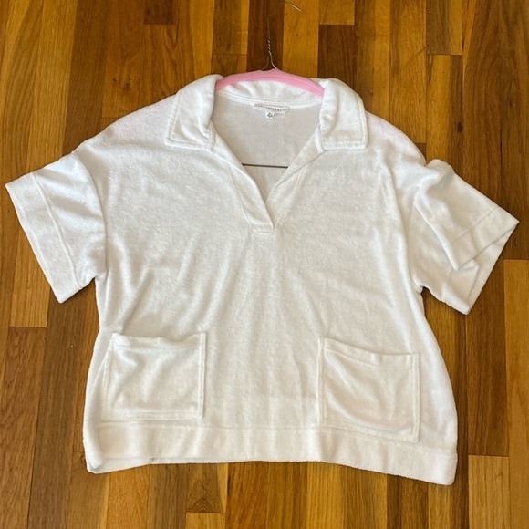 Jane and Delancey Women’s White V-Neck Collared Shirt Size M - Picture 1 of 7